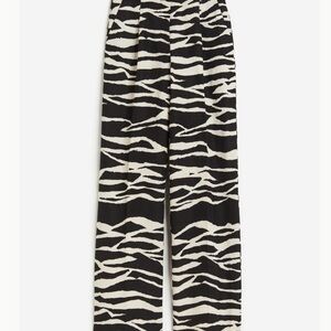 H&M Zebra Print High-Waist Tailored Wide Leg Trouser Pants Size US 6